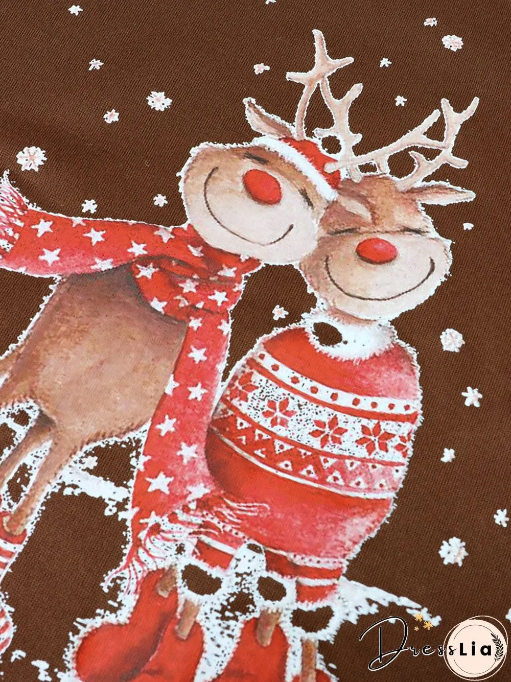 Christmas Cartoon Print Casual O-neck Loose Sweatshirt