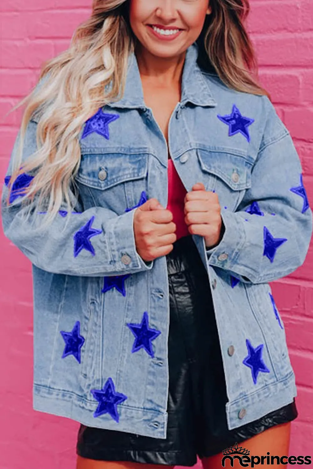 Bluing Sequin Star Flap Pocket Denim Jacket