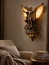 Archangel Michael Resin Wall Sconce Gothic LED Ambient Glow