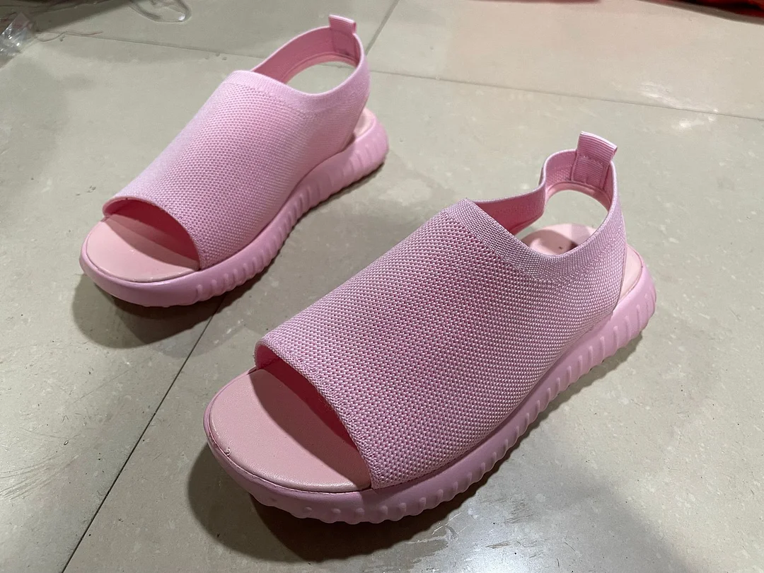 Breakj Breakj Summer New Thick-Soled Net Surface Knitted Fish Mouth Women's Sandals Large-Size One-Legged Pedal Women's Shoes