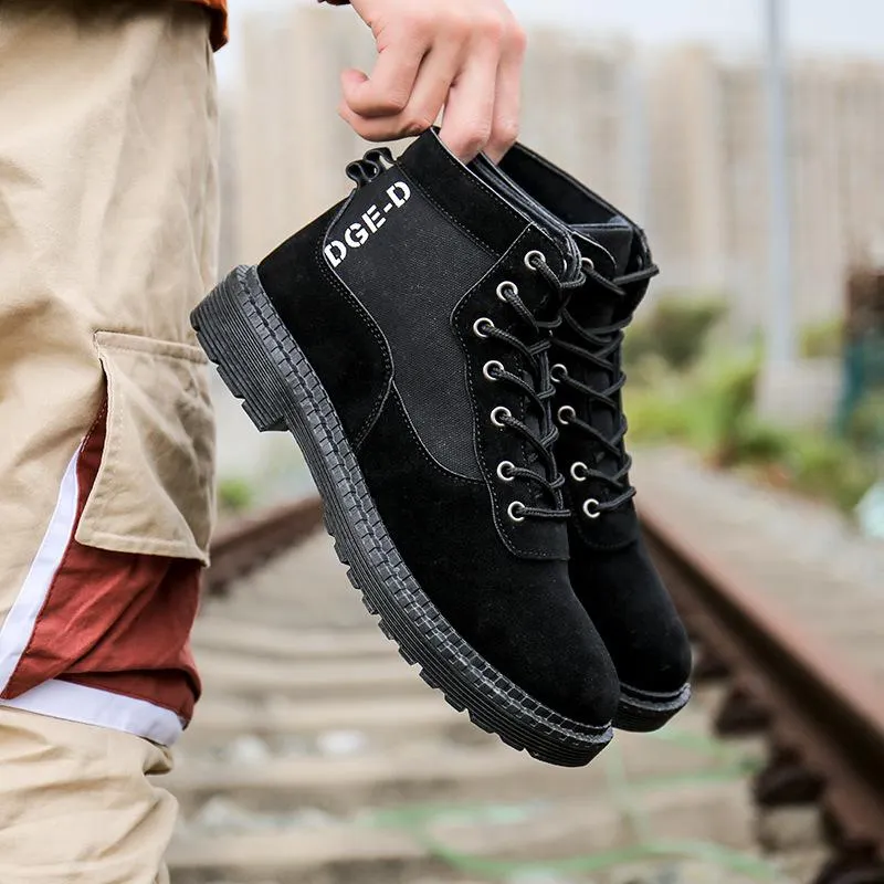 High Top Martin Boots British Canvas Suede Warm Shoes Winter Fashion Chelsea Boots Men New Mens Casual High Fashion Ankle Boots