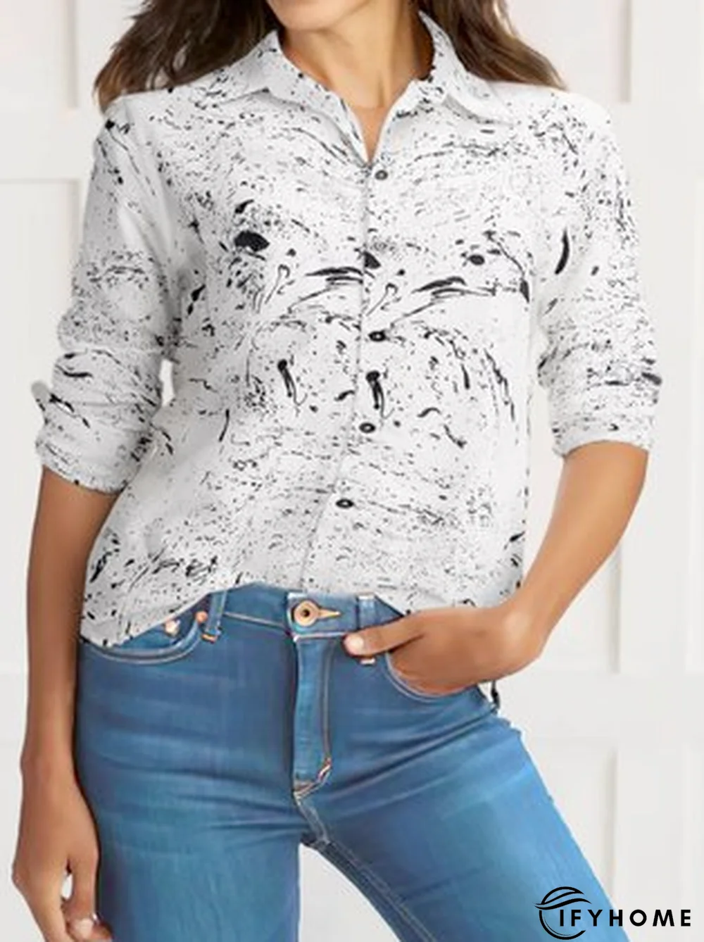Shirt Collar Floral Fit Blouse | IFYHOME