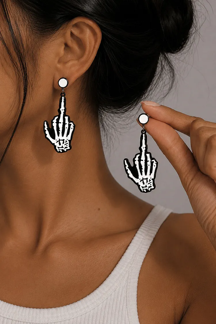 Halloween Skeleton Hand Shaped Earrings 2024 - Xpluswear