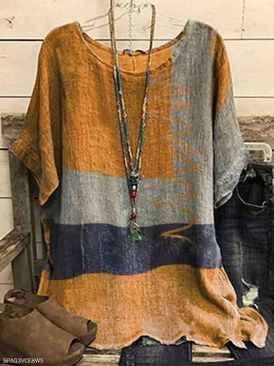 Color Block Casual Women's T-shirt