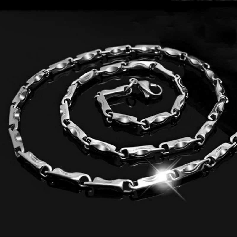 Ingot Chain Necklace Men And Women Silver Plated Korean Version Plated Jewelry Short Clavicle Chain