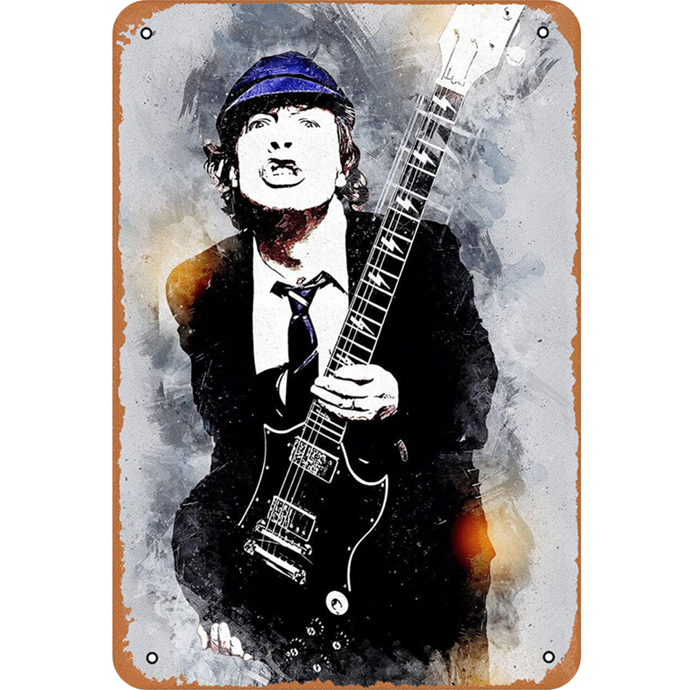 Angus Young Guitarist - Vintage Tin Sign - 7.9x11.8Inch