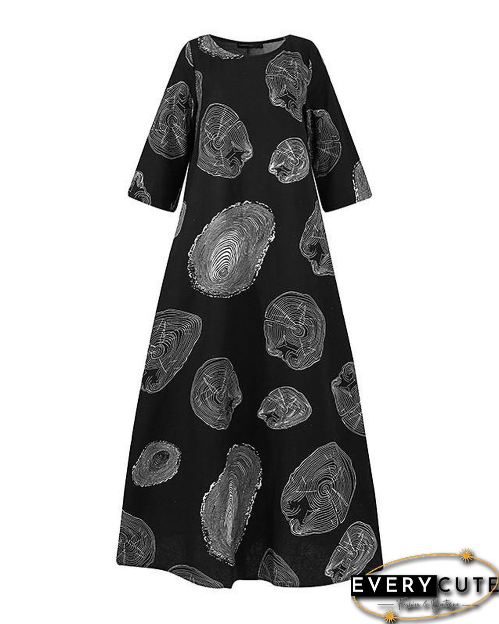 Women's Shift Dress Maxi long Dress 3/4 Length Sleeve Solid Color Geometric Print Summer Hot Casual White Black Red Yellow M L XL XXL 3XL 4XL 5XL White Dresses