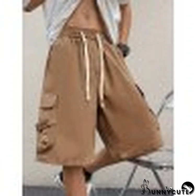 Men's Solid Color Function Cargo Shorts