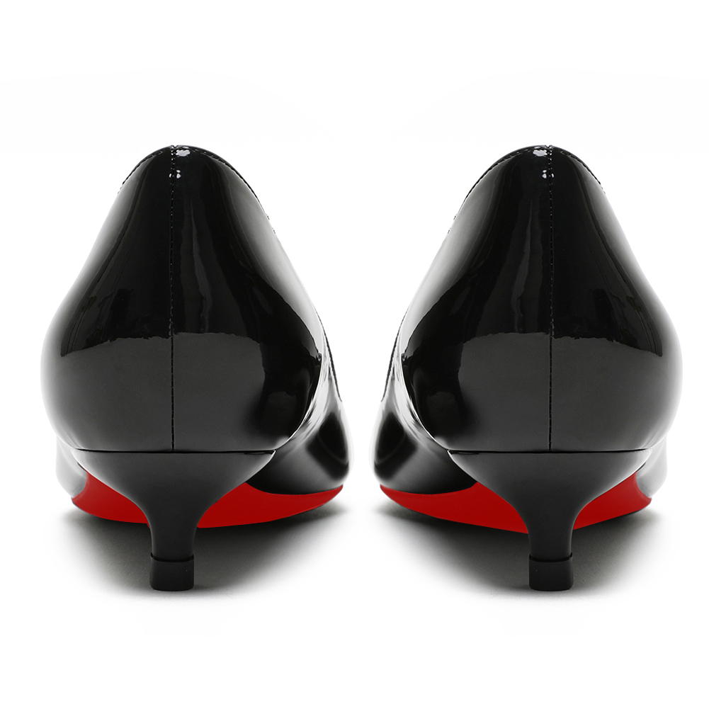 30mm Pointed Toe Red Bottom Kitten Heels Slip On Daily Comfortable Pumps for Women-MERUMOTE