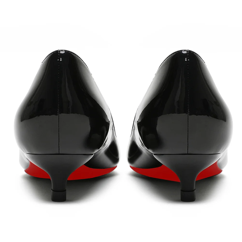 30mm Pointed Toe Red Bottom Kitten Heels Slip On Daily Comfortable Pumps for Women-MERUMOTE