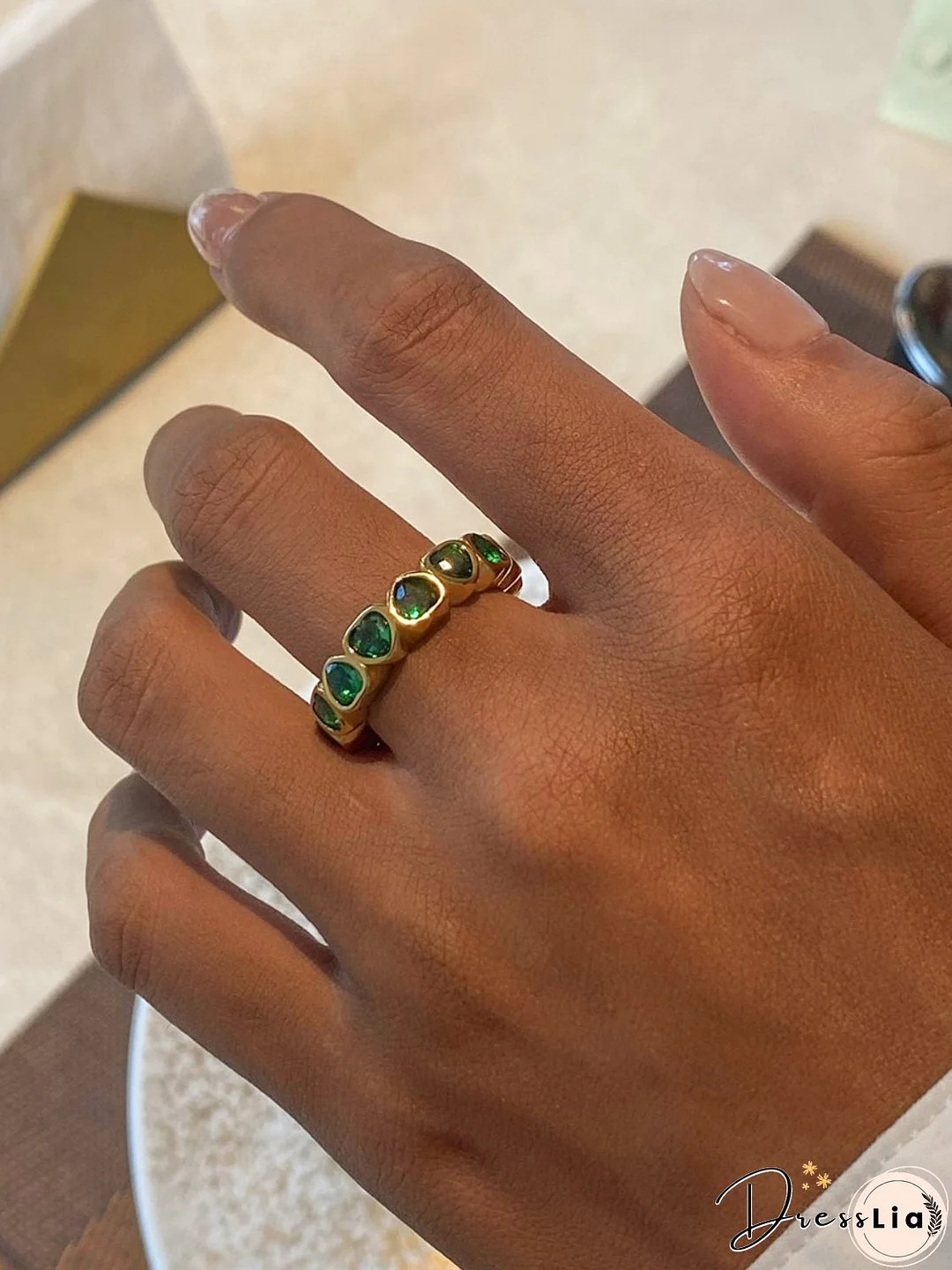 18K Gold-Plated Inlaid Zircon Ring