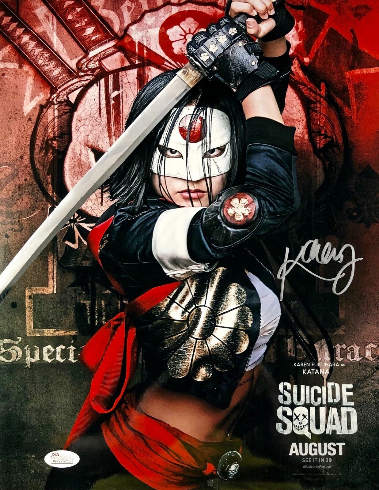 KAREN FUKUHARA Autographed SIGNED 11x14 Metallic SUICIDE SQUAD Photo Poster painting Katana JSA