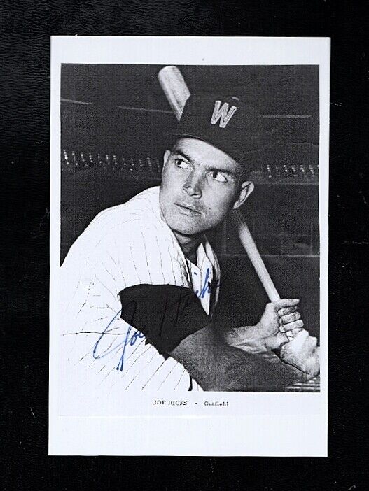 1961 JOE HICKS-WASHINGTON SENATORS AUTOGRAPHED 4X6 LITE PAPER Photo Poster painting