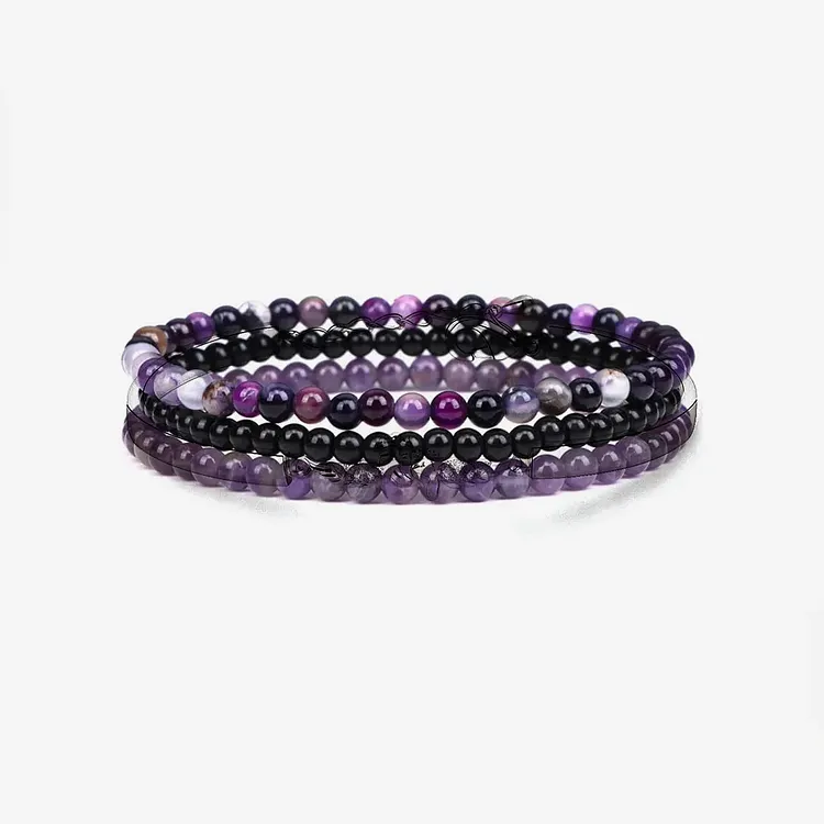 Amethyst Stress Relief Beaded Bracelet Set