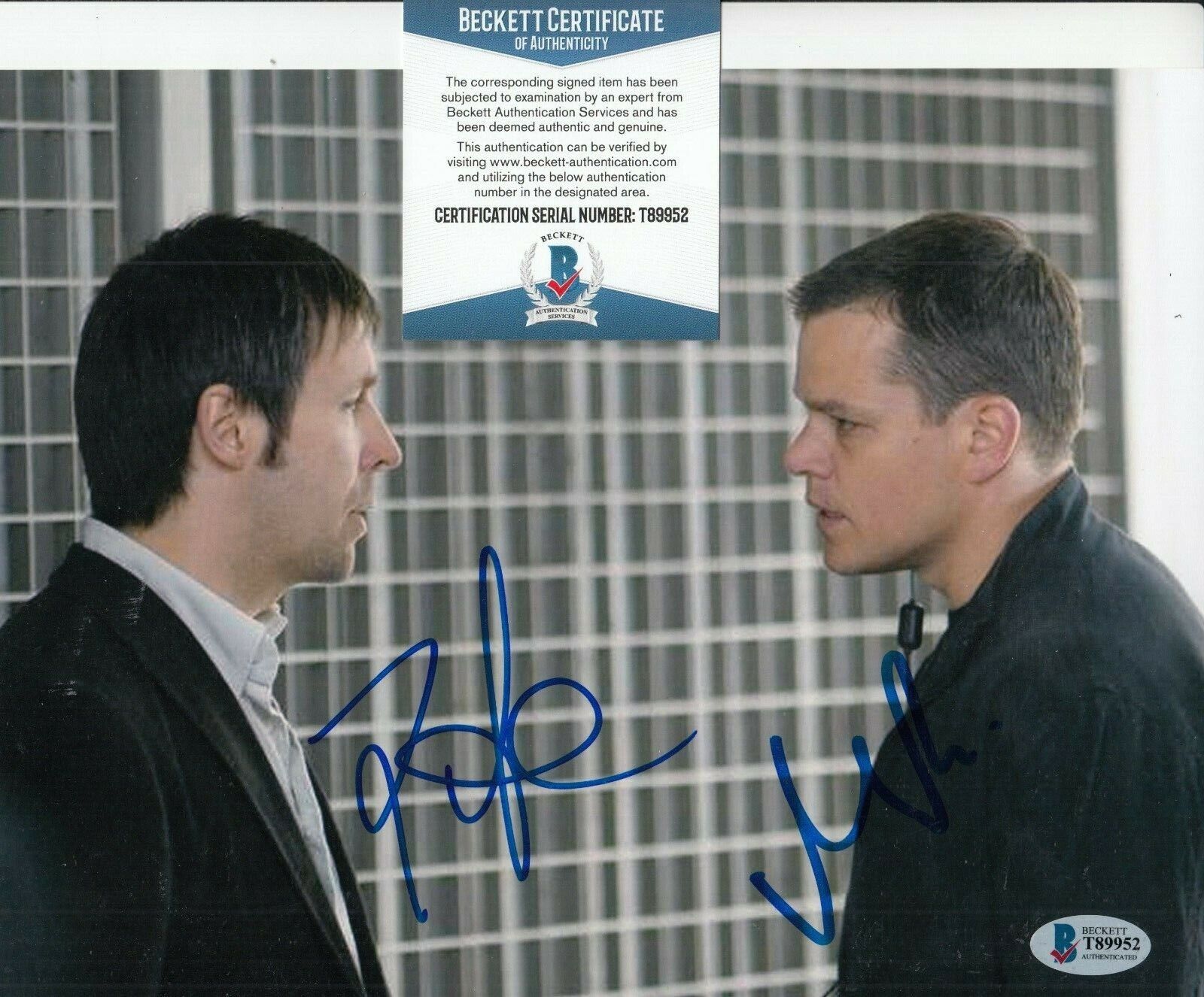 MATT DAMON and PADDY CONSIDINE signed (BOURNE ULTIMATUM) 8X10 BECKETT BAS T89952