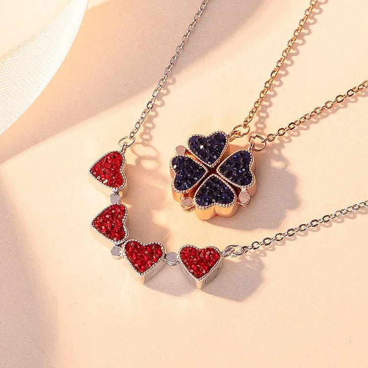 Magic Lucky Four Leaf Clover Necklace(Rose Gift Box Included)