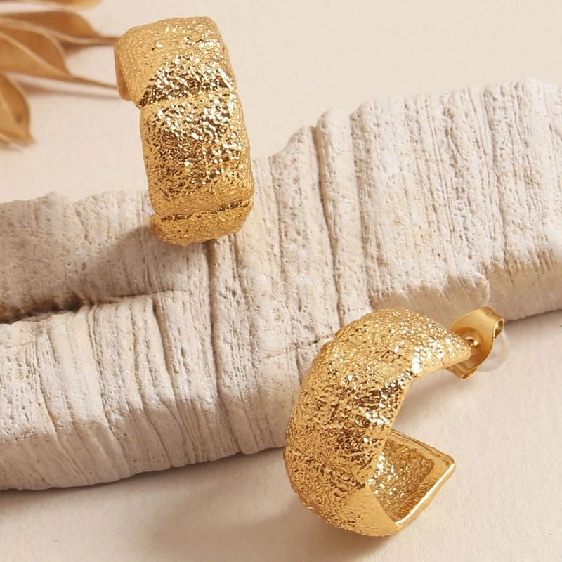 1 Pair Elegant Minimalist Heart Shape Solid Color 304 Stainless Steel 18K Gold Plated Ear Studs