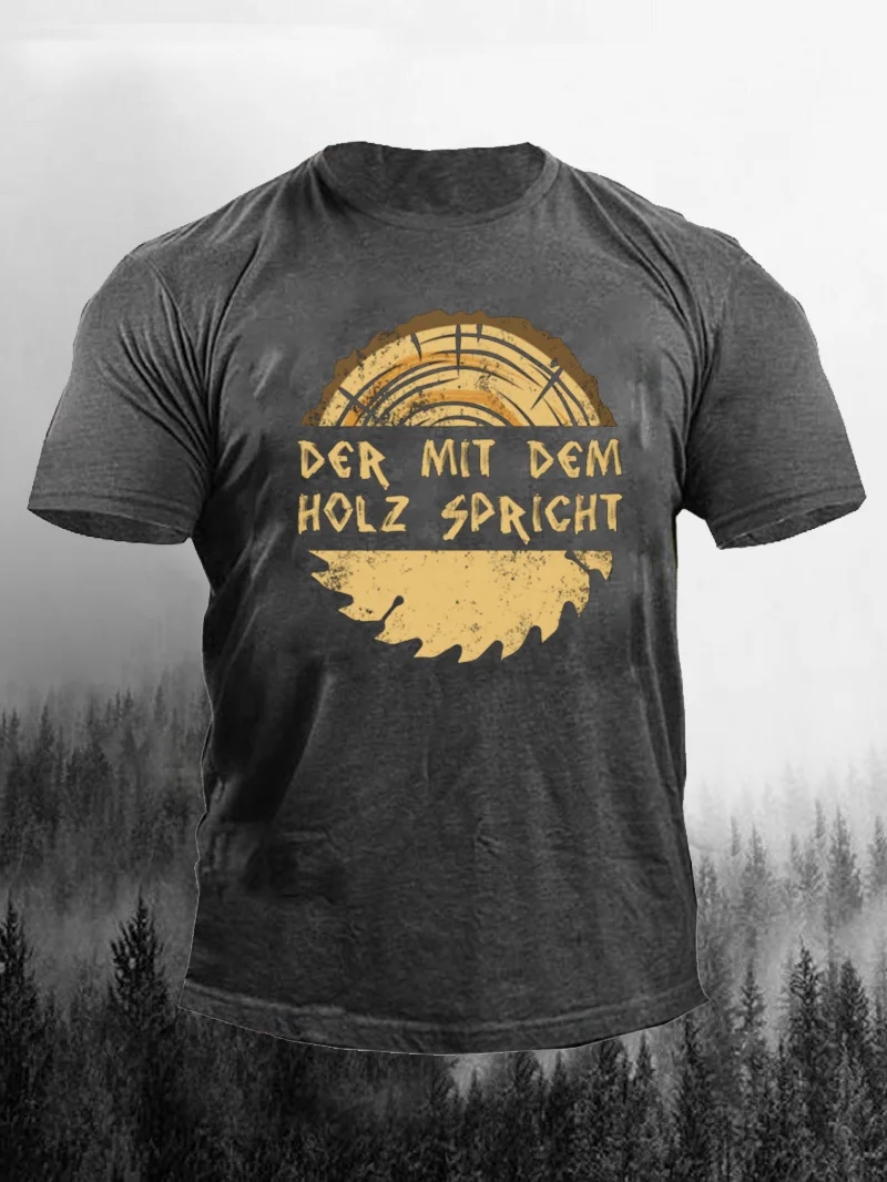 Wood Letter Graphic Printed Men's T-Shirt in  mildstyles
