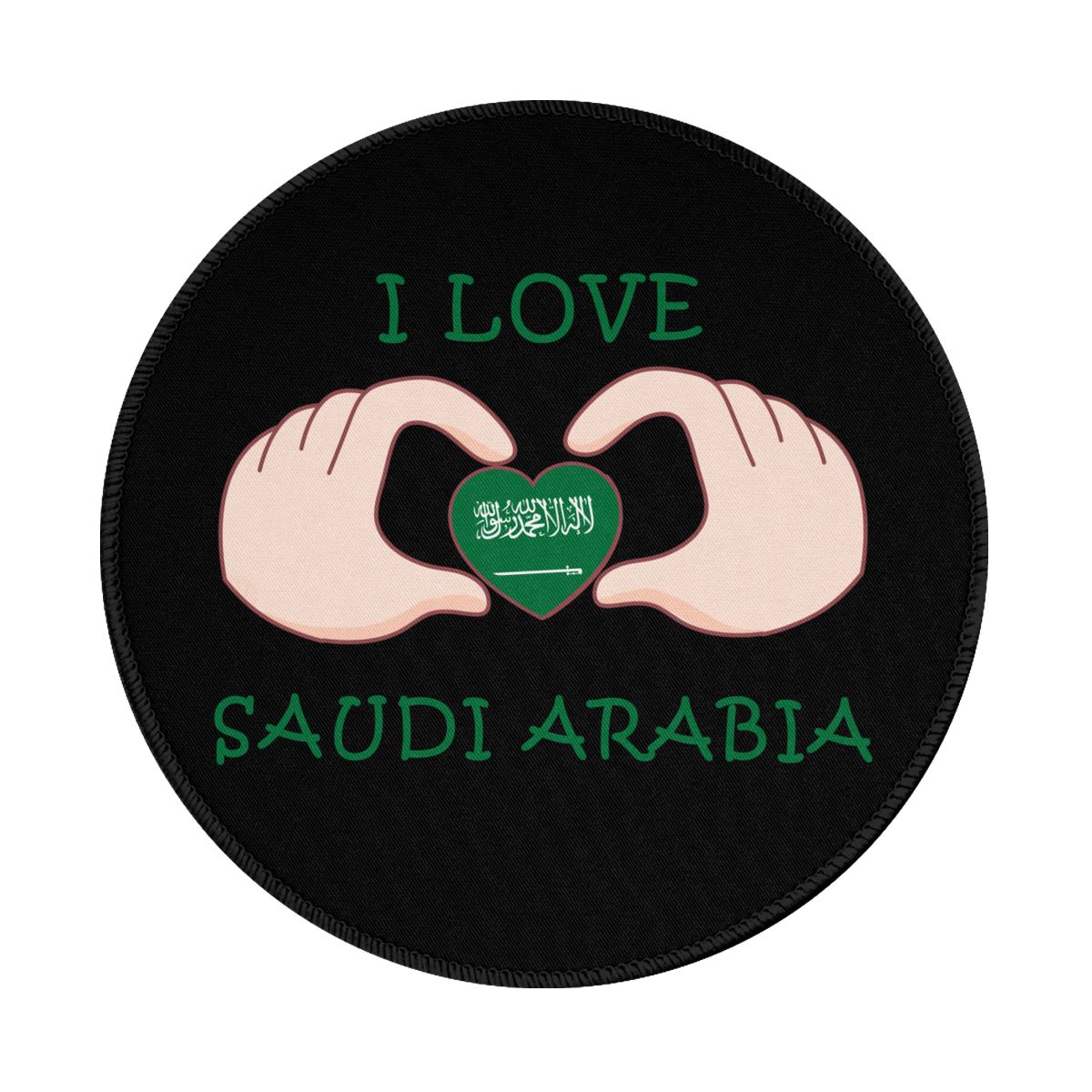 I Love Saudi Arabia Waterproof Round Mouse Pad for Wireless Mouse