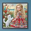 M&auml;dchen und Katze speziell geformte 5D-DIY-Teilbohrer-Diamanten-Punkte-Edelstein-Kunst-Kits f&uuml;r Erwachsene Anf&auml;nger-Wohnaccessoires Diamanten-Gem&auml;lde 