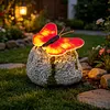 Solar Butterfly Garden Statue Waterproof Imitation Stone Landscape Light for Outdoor Yard Patio Decor for Women Mom Grandma