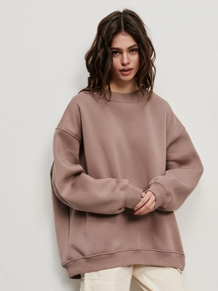 Uveng Loose Sweatshirt Street Solid Color Polar Sweaters