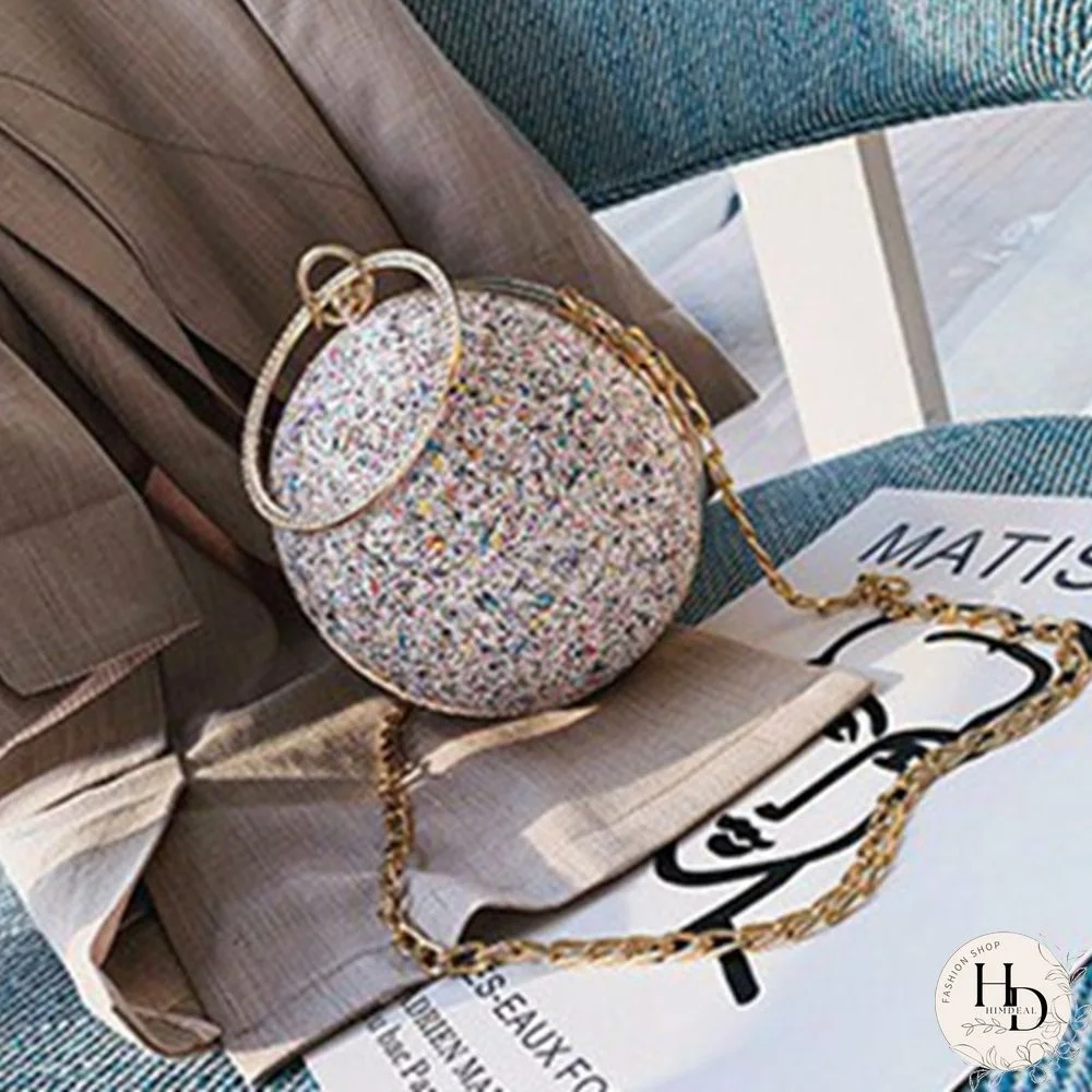 Pink Fashion Patchwork Round Crossbody Bag