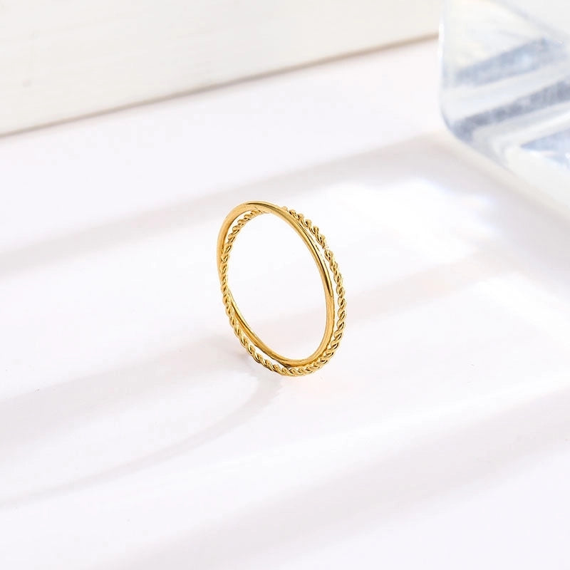 Titanium Steel 18K Gold Plated Minimalist Plating Solid Color Titanium Steel Rings