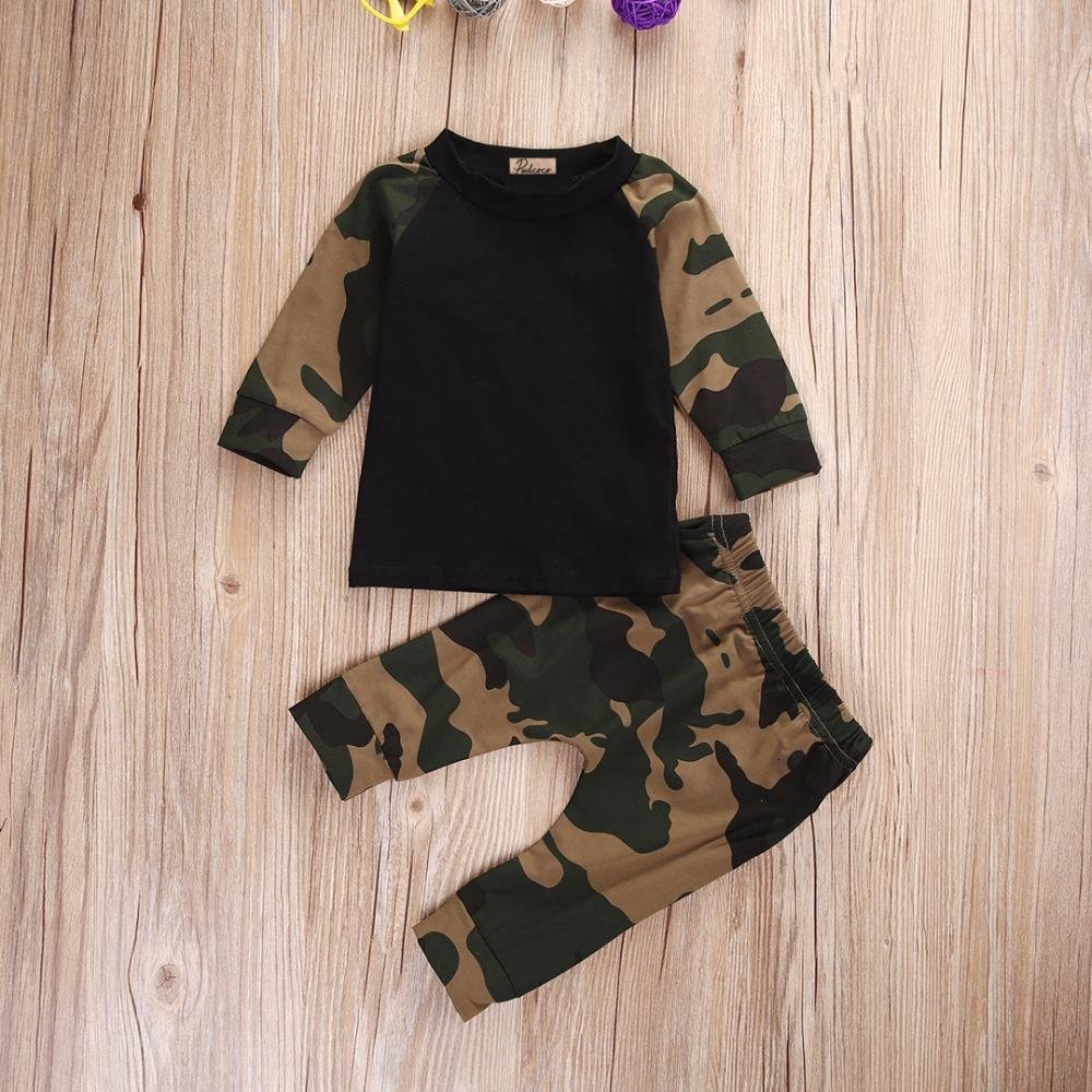Bump Baby Boys Girls Army Green Tops Pants Outfit