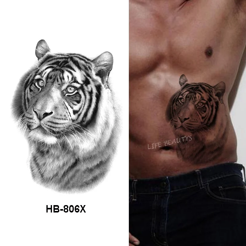 Sdrawing Tiger Cool Temporary Tattoo Sticker Fashion Wolf Waterproof Animal Body Art Arm Fake Removable Tatoo Men Women Personality