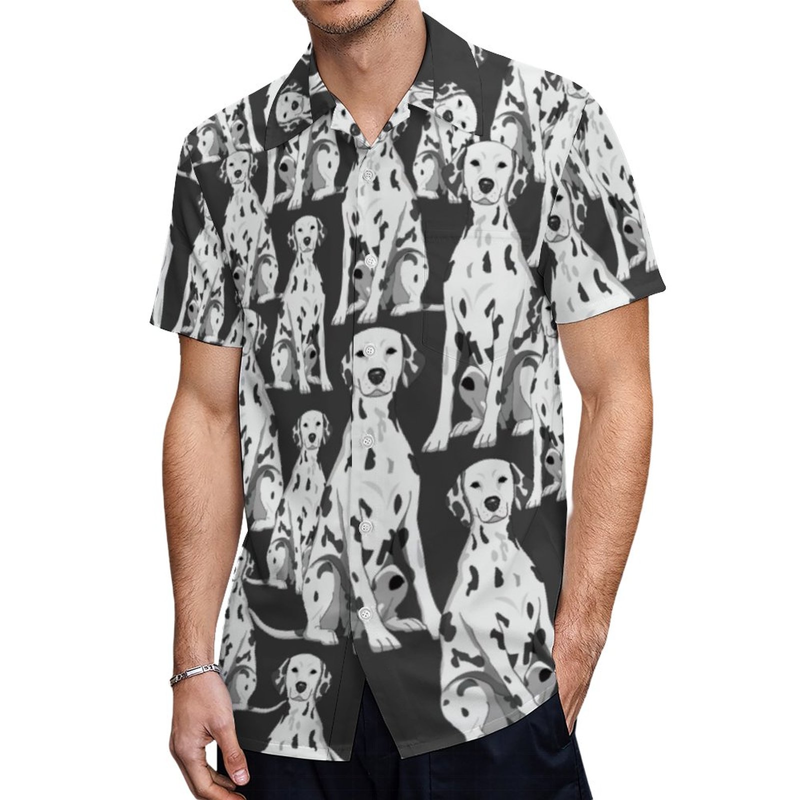 Dalmatian Dog Hawaiian Shirt Mens Button Down Plus Size Tropical Hawaii Beach Shirts