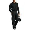 Men's Elegant Slim Round Neck Cable Knitted Sweater and Long Knitted Pants Set