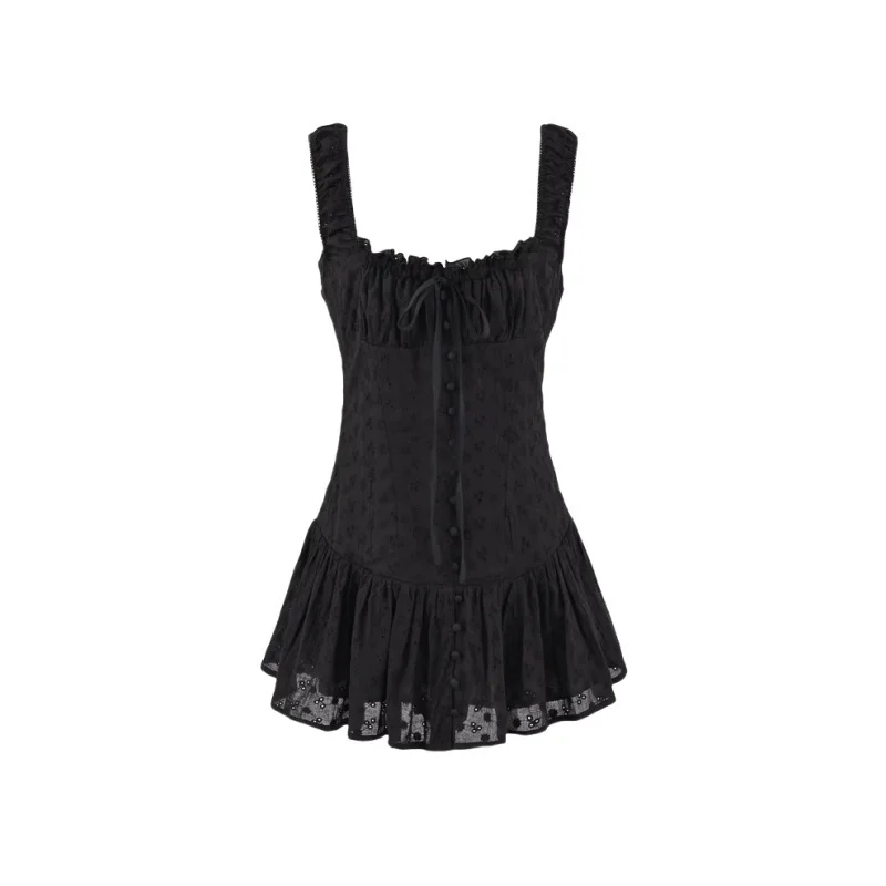 Nigikala Nigikala Niche Hottie Waistless Sleeveless Dress Girl Body To Show Thin Folds A Word 100 Folds Skirt Pure Color