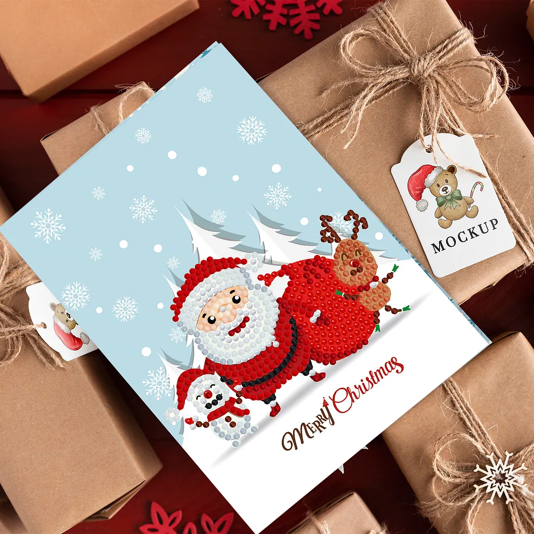 8PCS Christmas DIY Diamond Painting Greeting Card Kits with Envelopes Diamond Art Greeting Cards Diamond Art Cards Kits for Adults DIY Crafts Family Friend Gifts