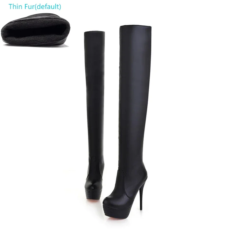 Qengg Plus Size 32-46 Lady Sexy Over Knee Thigh High Boots Women Autumn Fashion Thin High Heels Platform Women Shoes Woman