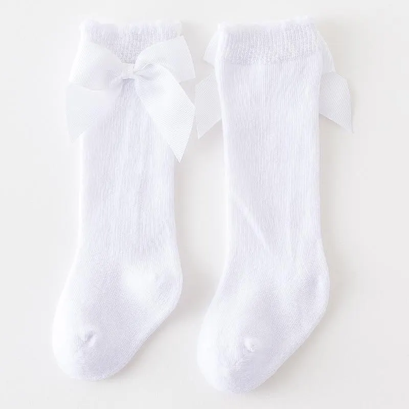 Infant Kids Baby Girls Bowknot Stockings Solid Leggings Warmer 0-7Years Knee High Princess Formal Match Stockings