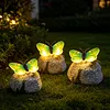 Solar Butterfly Garden Statue Waterproof Imitation Stone Landscape Light for Outdoor Yard Patio Decor for Women Mom Grandma