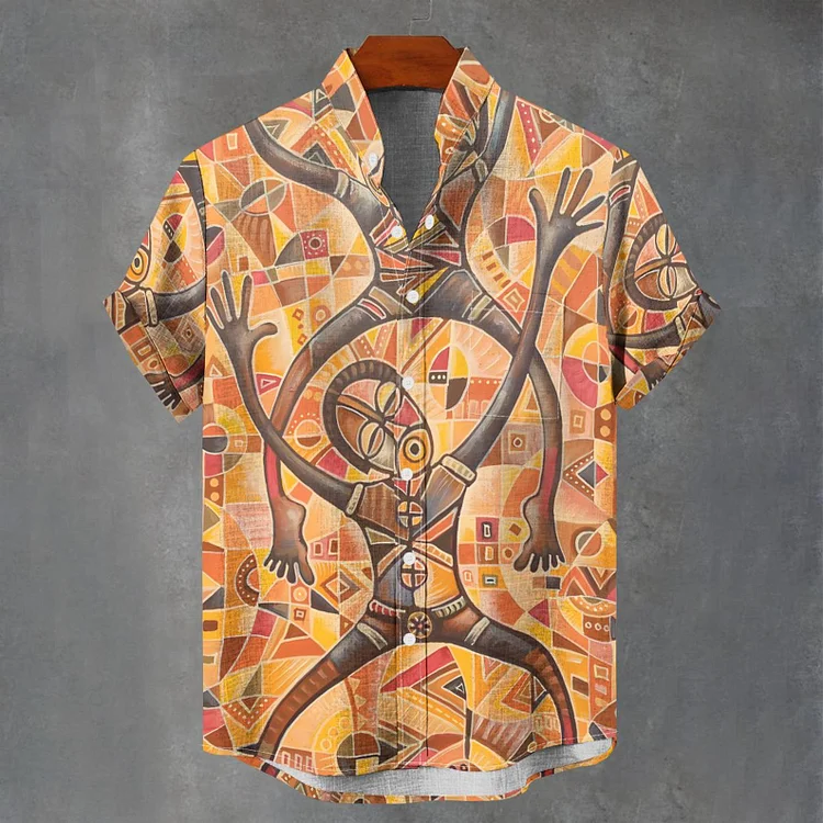 Men's African Art Party Vibe Print Casual Shirt