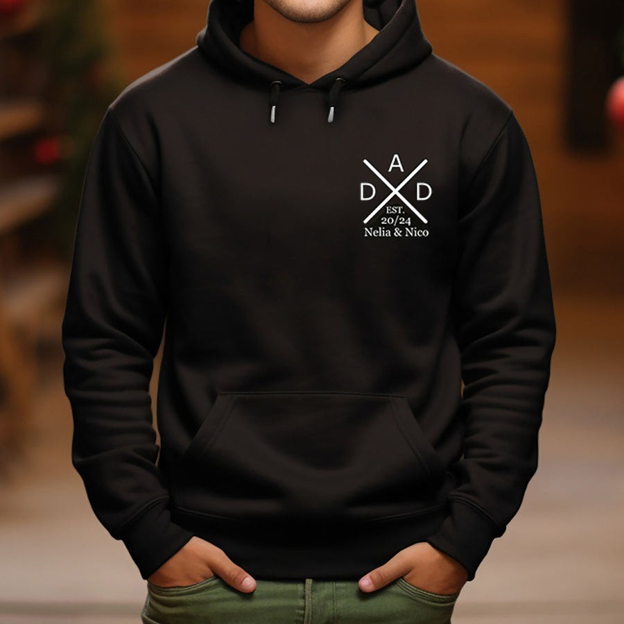 Loveyoufancy Personalised DAD Hoodie Sweatshirt T-shirt with the Child's Names and EST Father's Day Gift
