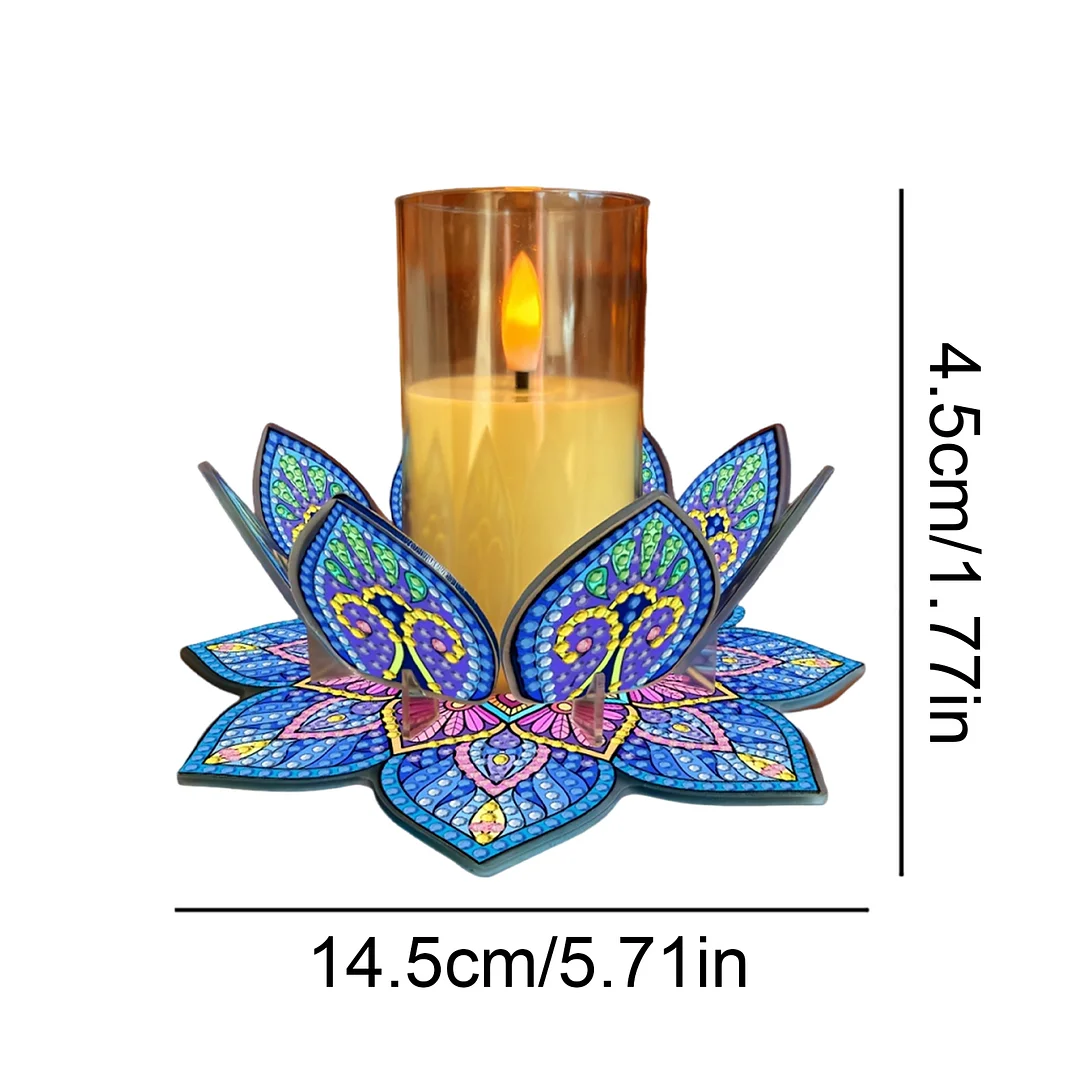 Mandala Lotus-G Acrylic DIY Diamond Painting Candle Holders Without Candles Crystal Painting Tealight Candle Stand Table Centerpiece for Adults Beginners Home Party Decor