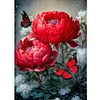 Papillon pivoine-plein diamant rond peinture-30 * 40cm