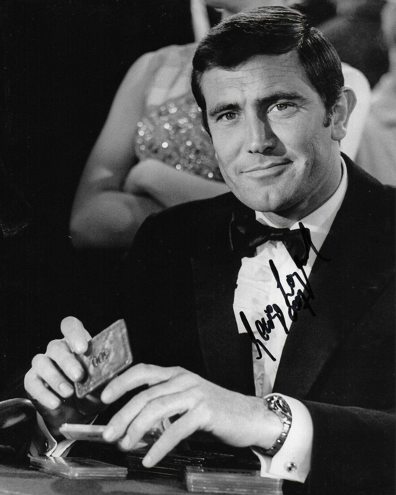 George Lazenby James Bond 007 Original Autographed 8X10 Photo Poster painting #50 signed @HShow