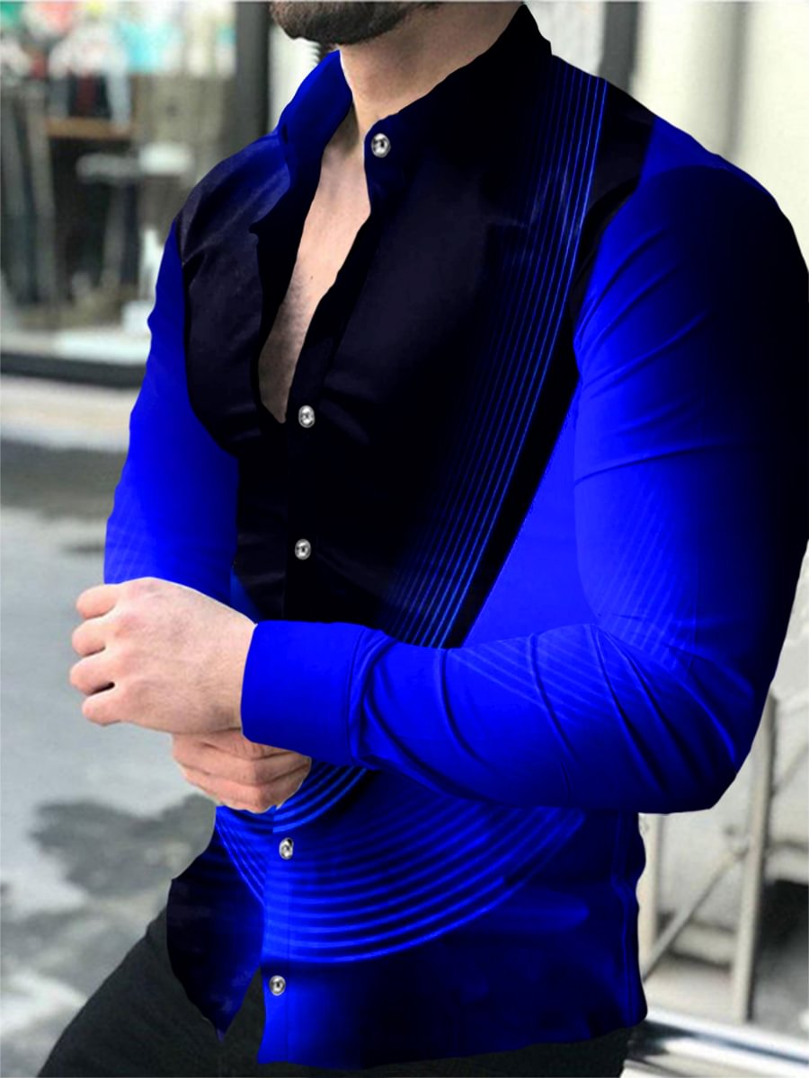 Men 'S Casual Gradient Striped Business Shirt
