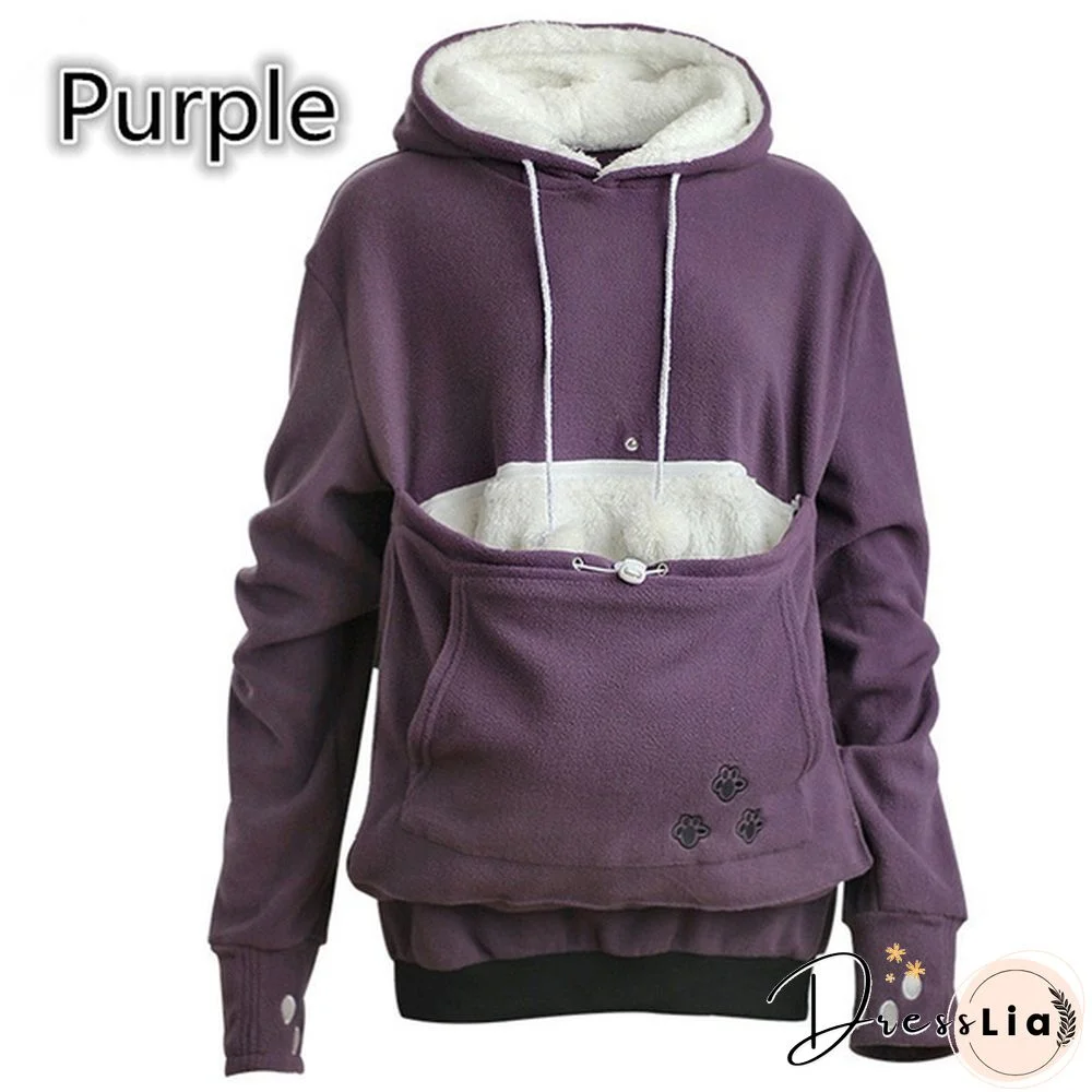 Winter Hoodies Fashion Pet Hoodie Cat And Dog Big Pocket Lovers Long Sleeve Coat