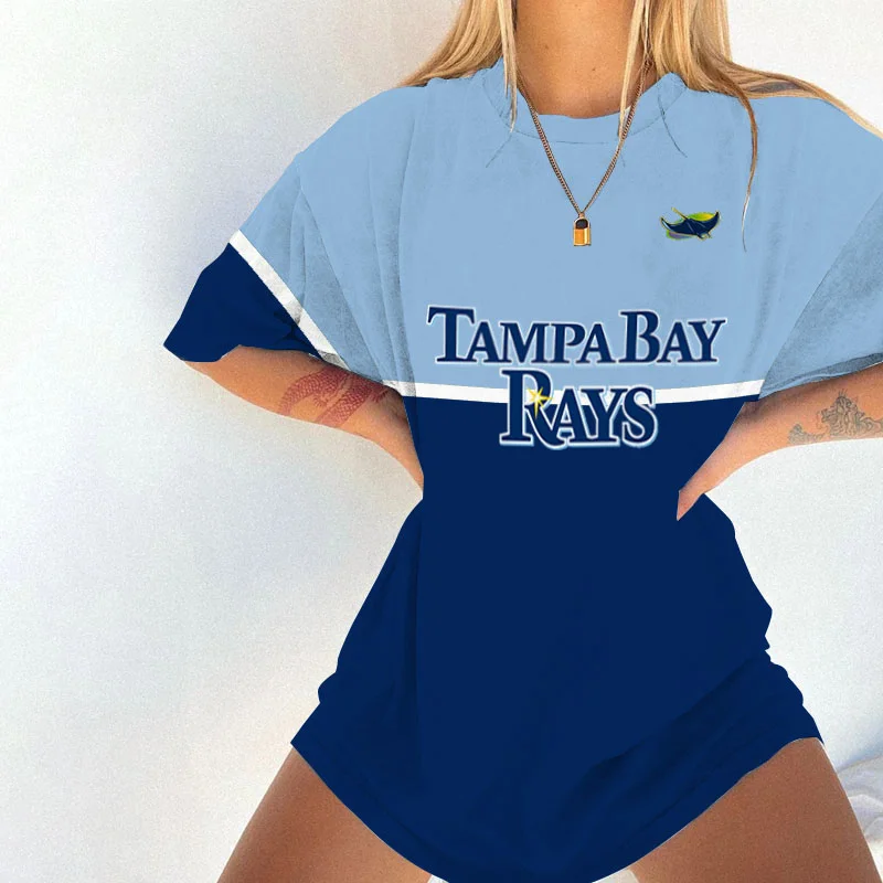 Women's Casual Loose Baseball Support Tampa Bay Rays T-Shirt