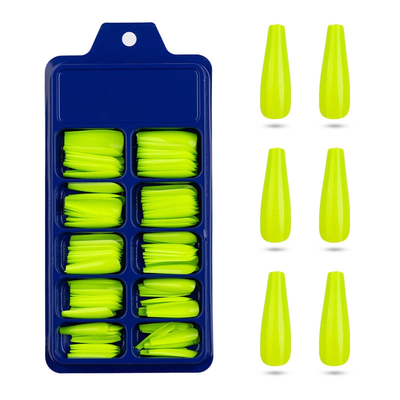 Boutique 100 Pieces Small Blue Box Solid Color Full Stickers Fake Nails Nail Patch Nail Piece White Transparent Coffin Nail