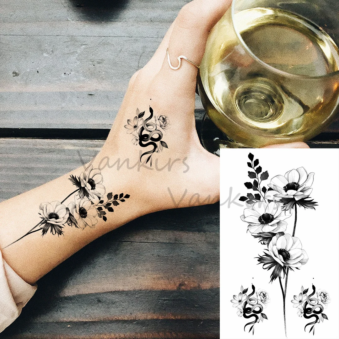 Sdrawing Cloud Coconut Tree Temporary Tattoos For Adults Girls Tiger Flower Compass Mountain Fake Tattoo Sticker Arm Leg Tatoos