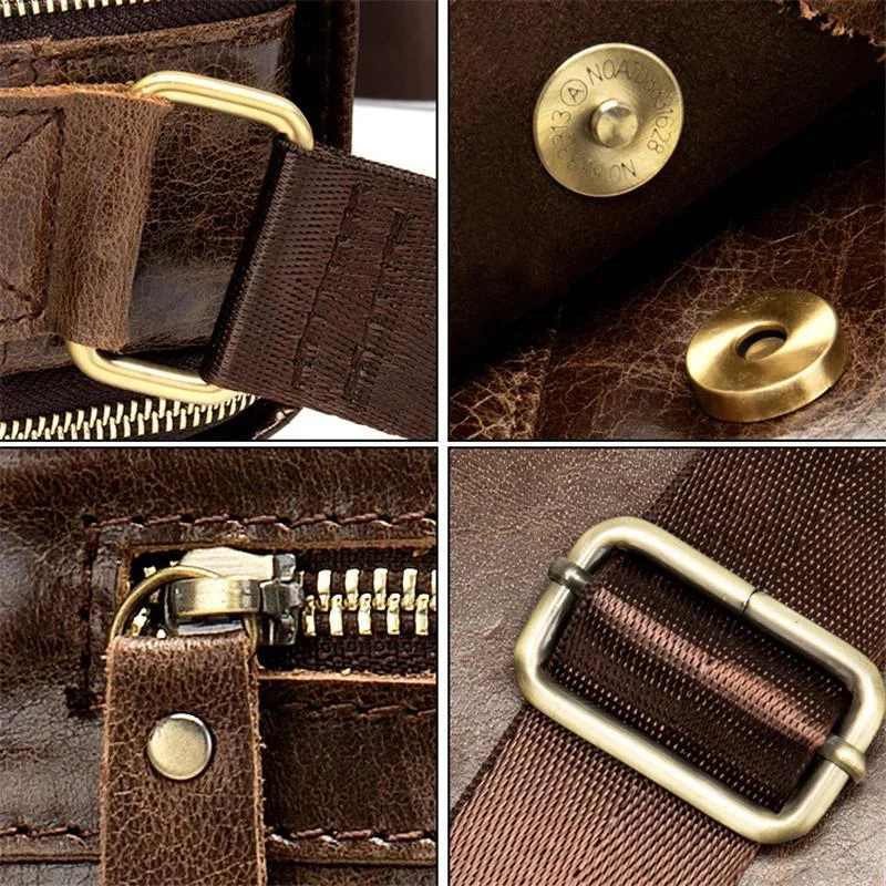 Mens Vintage Classic Large Capacity Casual Leather Shoulder Packs Crossbody Bags