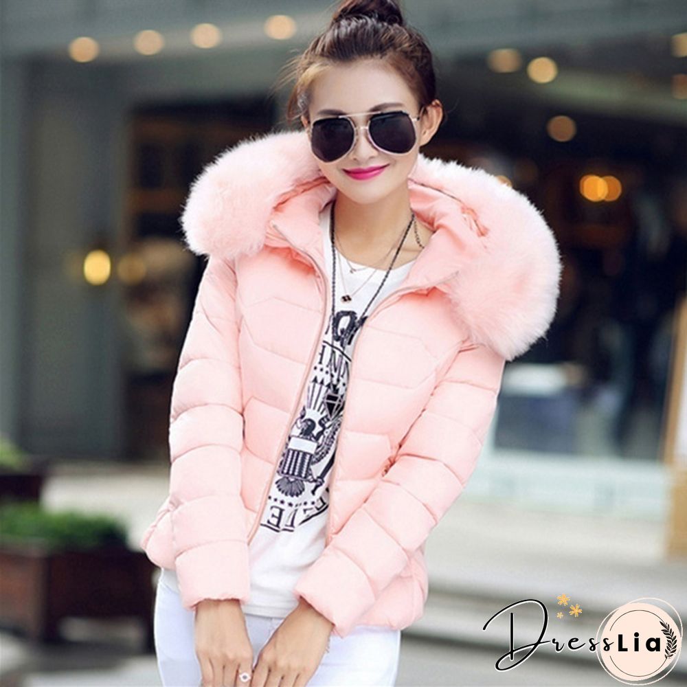 Fashion Women's Down&Parkas Cotton Jackets Female Cotton-Padded Winter Coat Large Fur Collar with Hoody Plus Size S-XXXL Parka