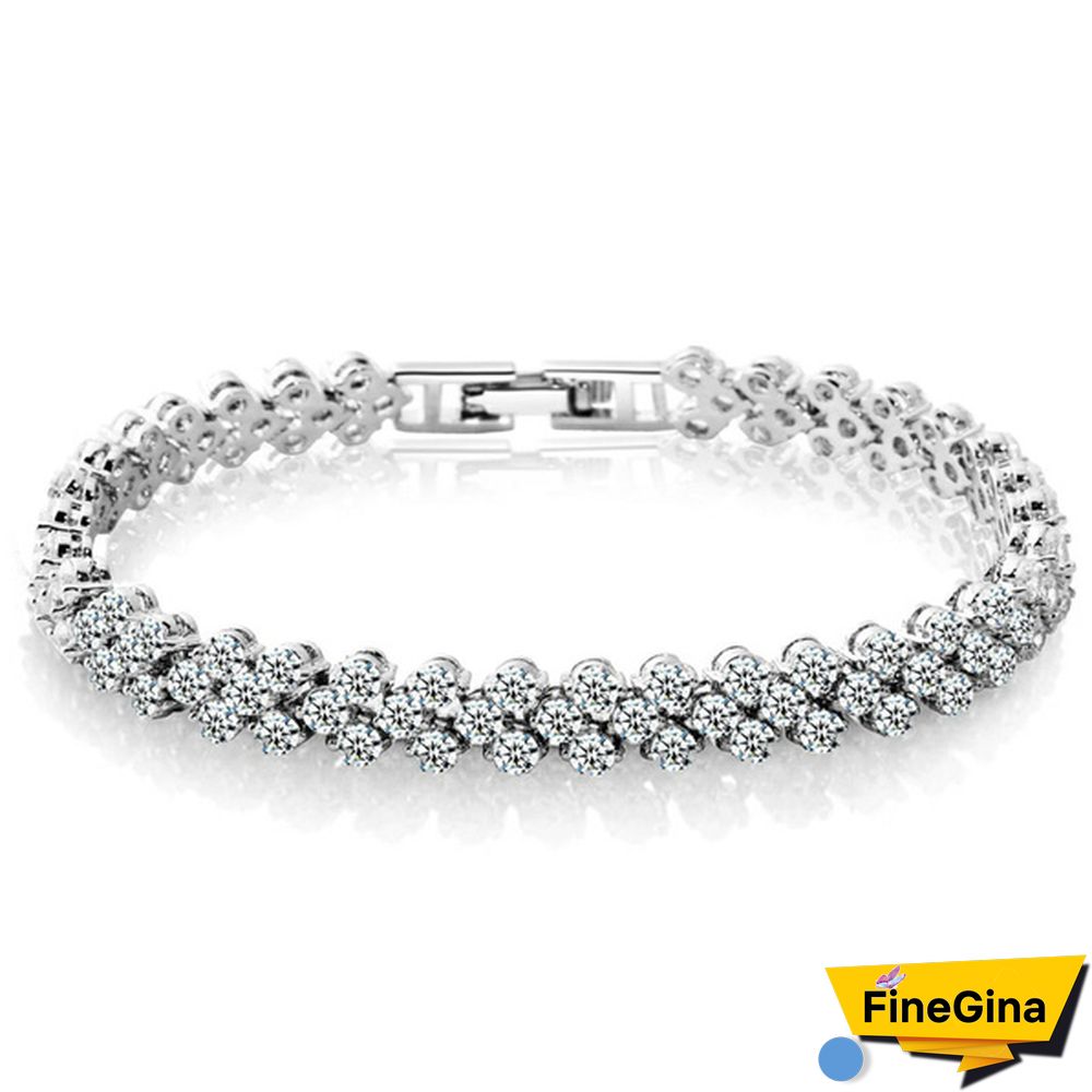 Luxury Fashion Women 925 Sterling Silver Crystal Bracelet 18K Gold Braided Leaf Bracelet Rose Gold Bracelet for Women Diamond Bracelet Valentine's Day Gift Party Bride Engagement Wedding Bracelet Anniversary Gift Christmas Gift Jewelry